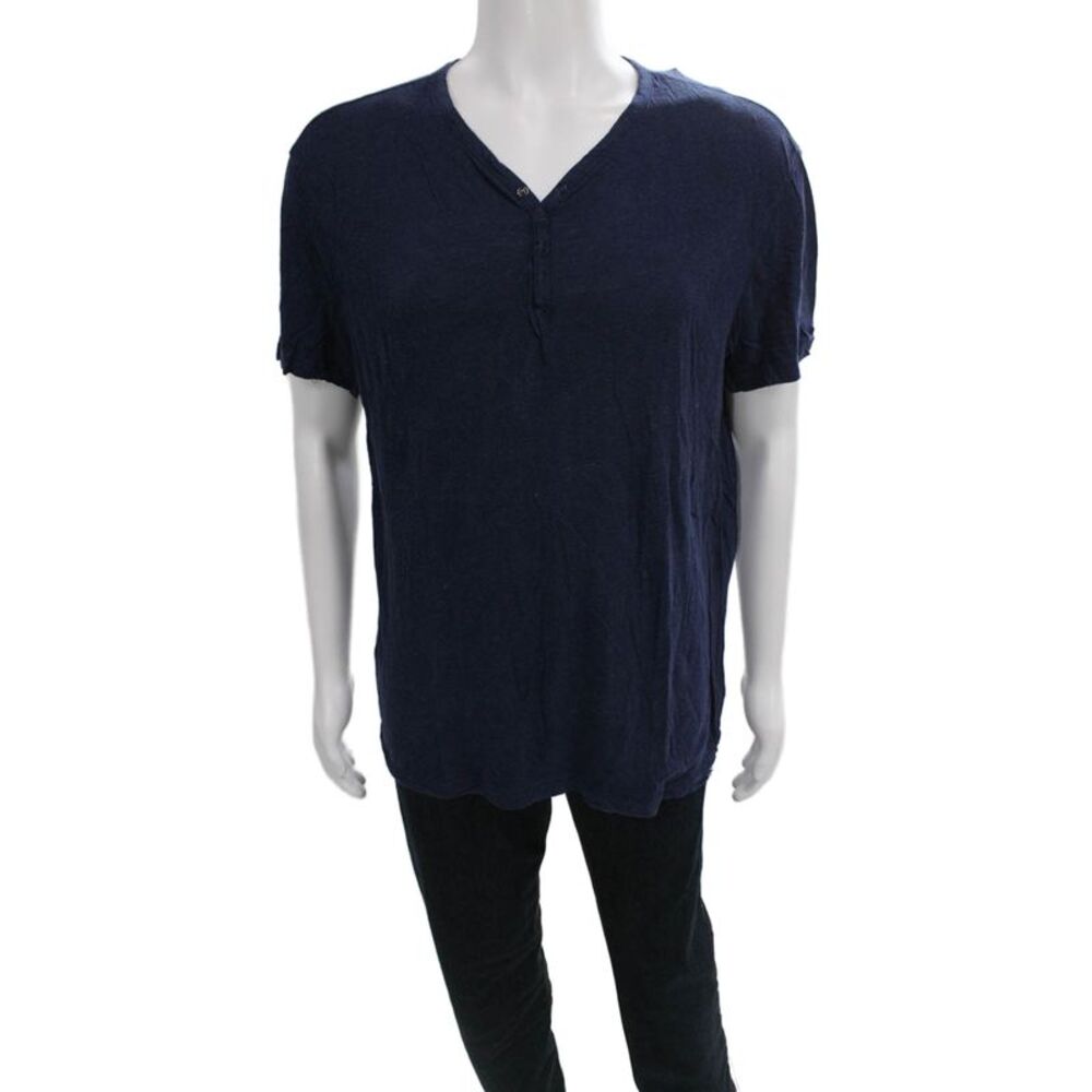John Varvatos Star USA Mens Basic Blue V-Neck Lyocell T-Shirt Size L